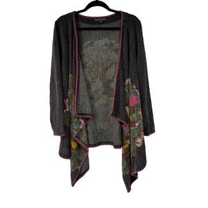 Mushka by Sienna Rose Gray‎ Multicolor Floral Open Waterfall Cardigan